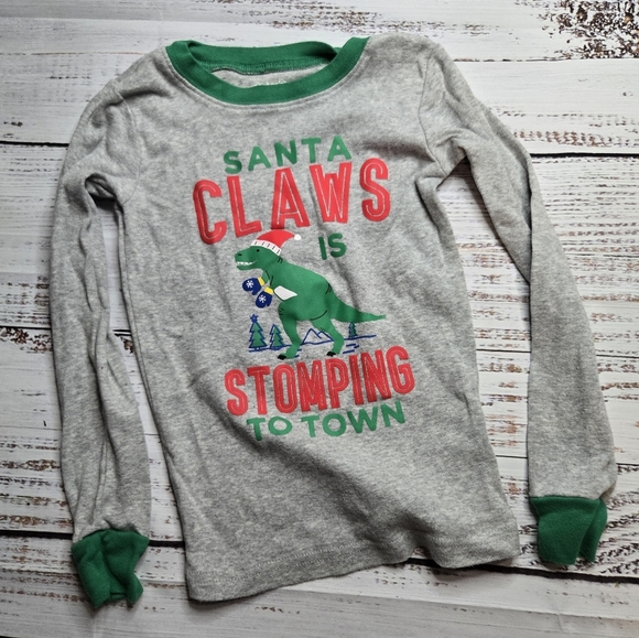 Carters Snug Fit Dinosaur Christmas PJs pajamas + CP long sleeve Ninja t-shirt 6 - Picture 2 of 9
